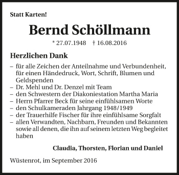 Traueranzeige von Bernd Schöllmann 