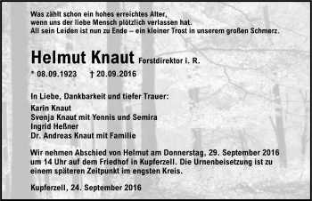 Traueranzeige von Helmut Knaut 