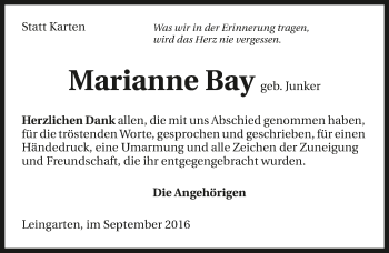 Traueranzeige von Marianne Bay 