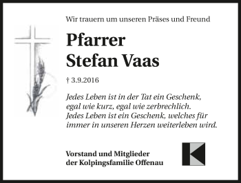 Traueranzeige von Stefan Vaas 