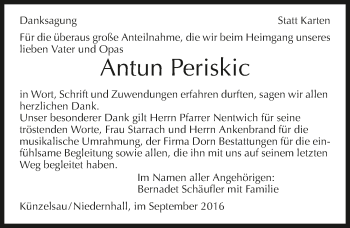 Traueranzeige von Antun Periskic 