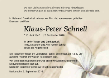 Traueranzeige von Klaus-Peter Schnell 