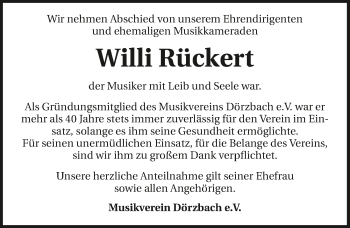 Traueranzeige von Willi Rückert 