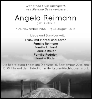 Traueranzeige von Angela Reimann 