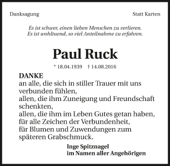 Traueranzeige von Paul Ruck 
