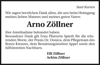 Traueranzeige von Arno Zöllner 