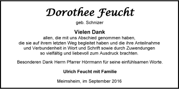 Traueranzeige von Dorothee Feucht 