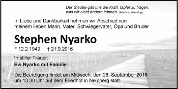 Traueranzeige von Stephen Nyarko 