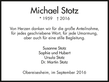 Traueranzeige von Michael Stotz 