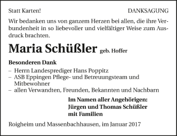 Traueranzeige von Maria Schüßler 
