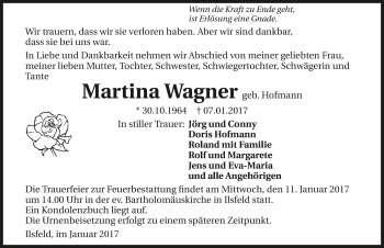 Traueranzeige von Martina Wagner 