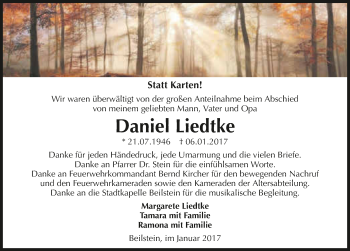 Traueranzeige von Daniel Liedtke 