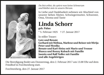 Traueranzeige von Linda Schorr 