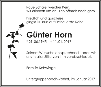 Traueranzeige von Günter Horn 