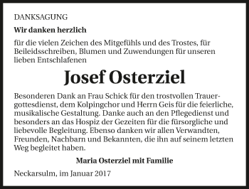 Traueranzeige von Josef Osterziel 