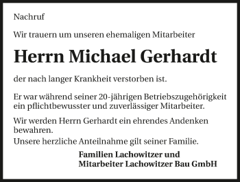 Traueranzeige von Michael Gerhardt 