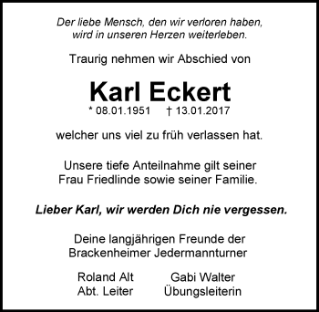 Traueranzeige von Karl Eckert 
