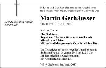Traueranzeige von Martin Gerhäusser 
