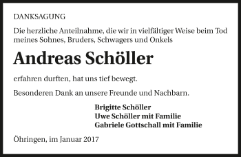 Traueranzeige von Andreas Schöller 