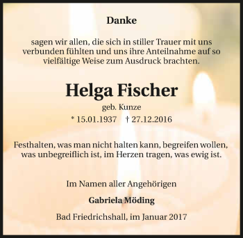 Traueranzeige von Helga Fischer 