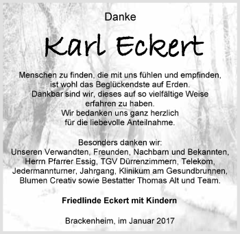Traueranzeige von Karl Eckert 