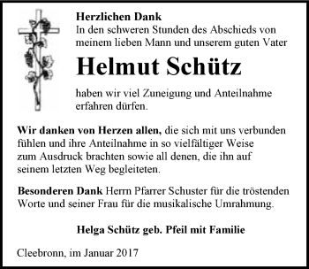 Traueranzeige von Helmut Schütz 