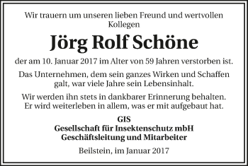 Traueranzeige von Jörg Rolf Schöne 