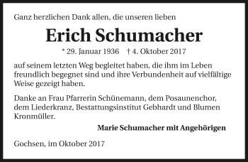 Traueranzeige von Erich Schumacher 
