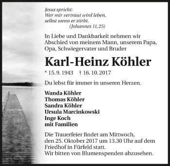 Traueranzeige von Karl-Heinz Köhler 