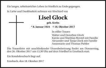 Traueranzeige von Lisel Glock 