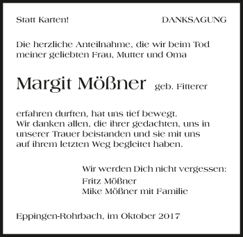 Traueranzeige von Margit Mößner