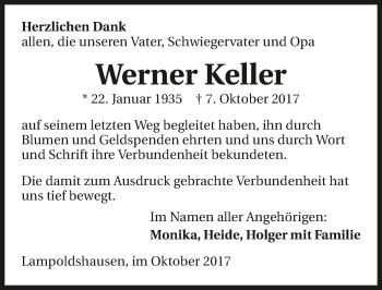 Traueranzeige von Werner Keller