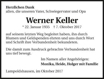 Traueranzeige von Werner Keller 