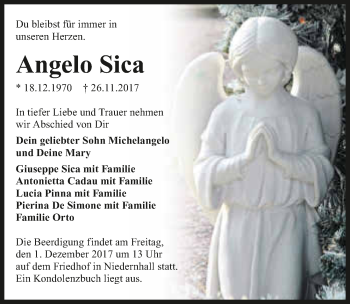Traueranzeige von Angelo Sica 