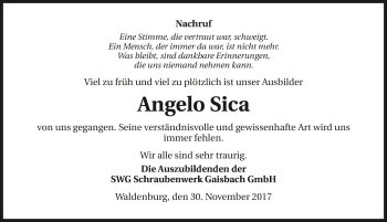 Traueranzeige von Angelo Sica 