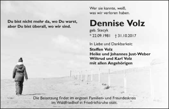 Traueranzeige von Dennise Volz 