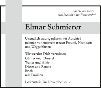 Traueranzeige von Elmar Schmierer 