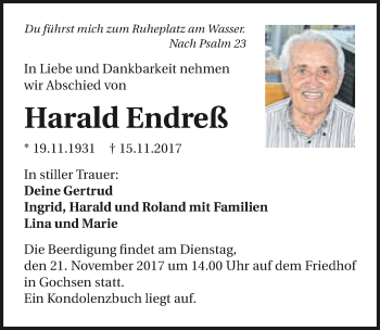 Traueranzeige von Harald Endreß
