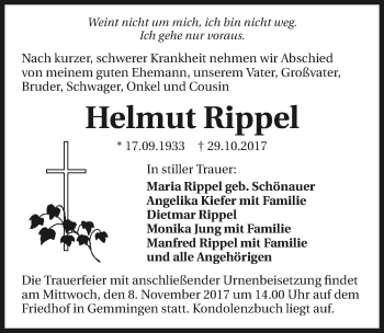 Traueranzeige von Helmut Rippel 