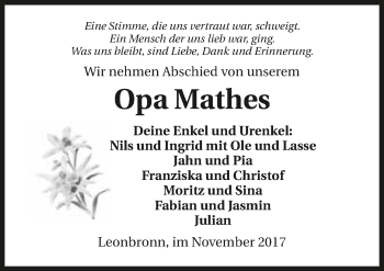 Traueranzeige von Mathias Horváth 