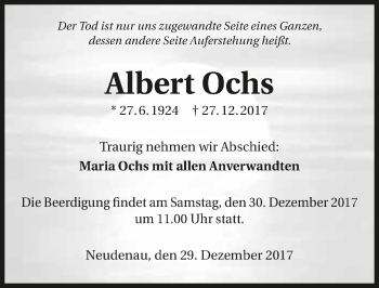 Traueranzeige von Albert Ochs 