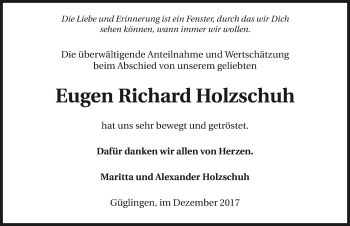 Traueranzeige von Eugen Richard Holzschuh 