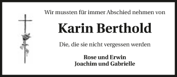 Traueranzeige von Karin Berthold 