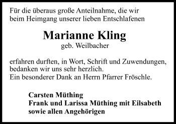 Traueranzeige von Marianne Kling 