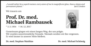 Traueranzeige von Michael Rambausek 