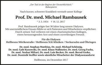 Traueranzeige von Michael Rambausek 
