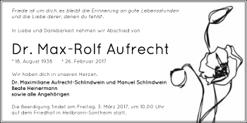 Traueranzeige von Max-Rolf Aufrecht 