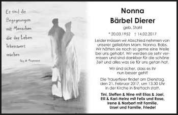 Traueranzeige von Bärbel Dierer 
