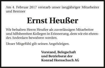 Traueranzeige von Ernst Heußer 