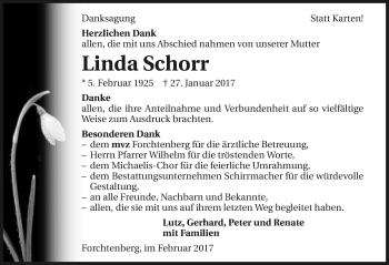 Traueranzeige von Linda Schorr 